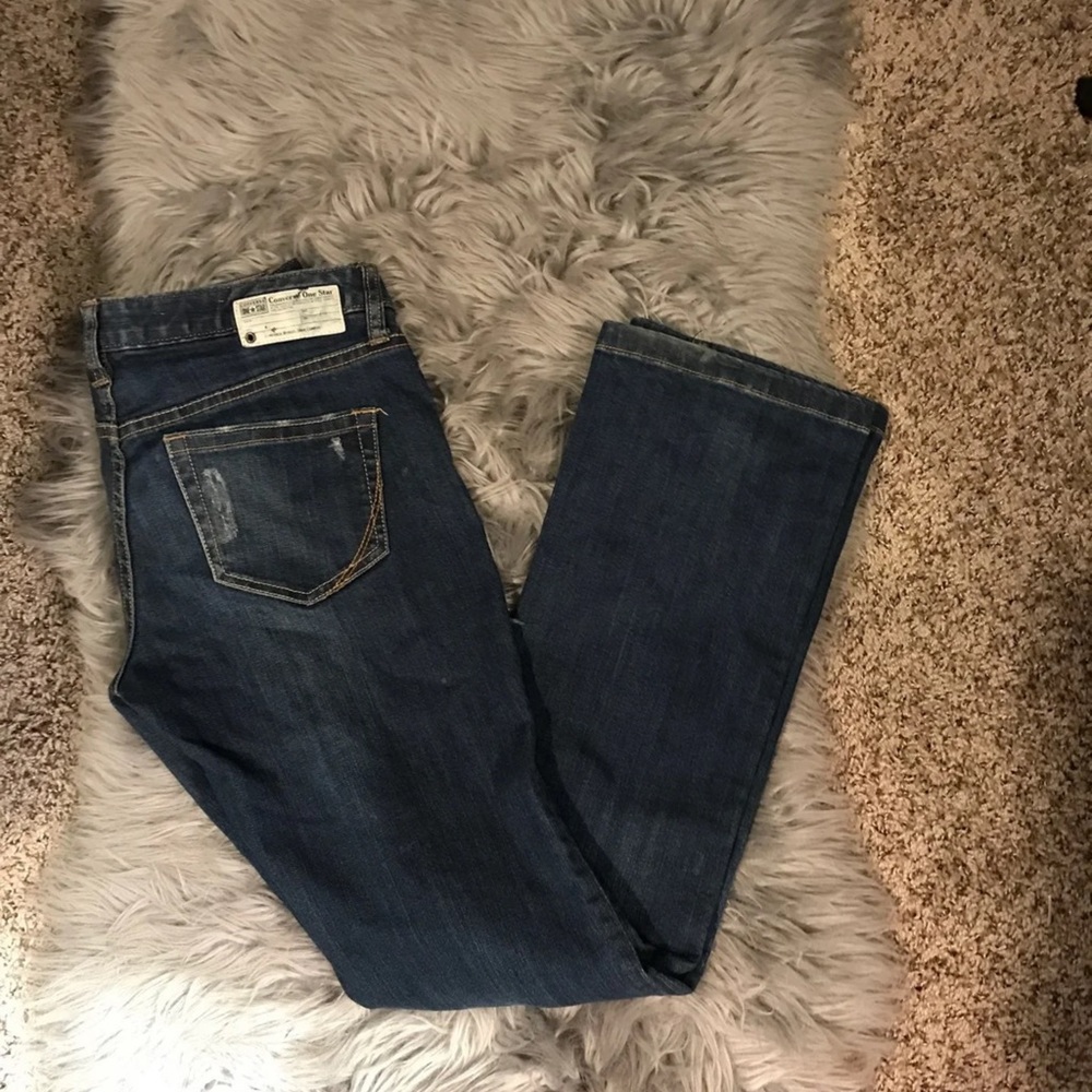 Super Cute Converse Boot Leg Blue Jeans View 3
